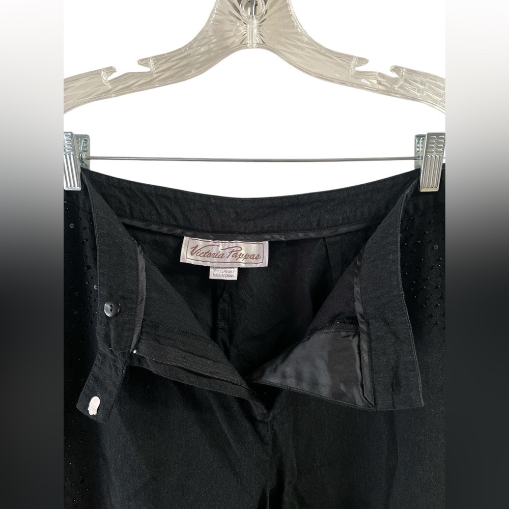 Sequin silk and wool vintage black straight leg pants - Picture 5 of 5